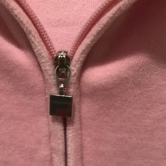 FILA Pink Velour Zip-Up Hooded Jacket - Picture 7 of 9